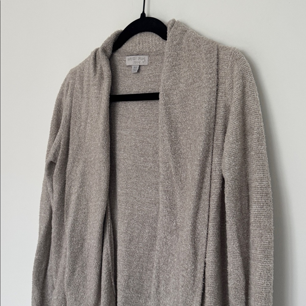 Barefoot Dreams CozyChic Lite Circle Cardigan Style 452, Taupe - Size XS/S - Picture 3 of 6
